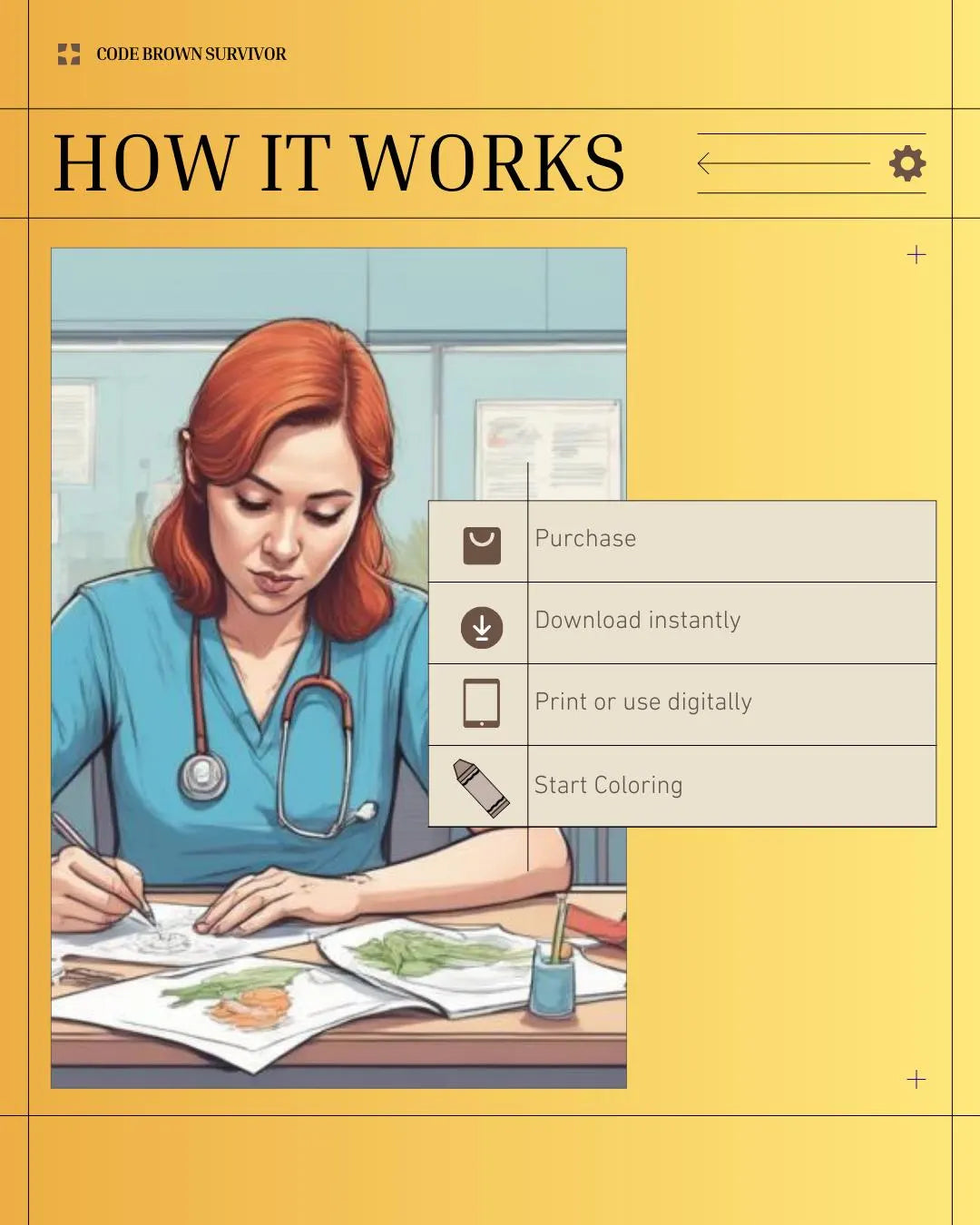 Code Brown Survivor Coloring Book | Dark Humor Nurse Stress Relief (Digital Download)