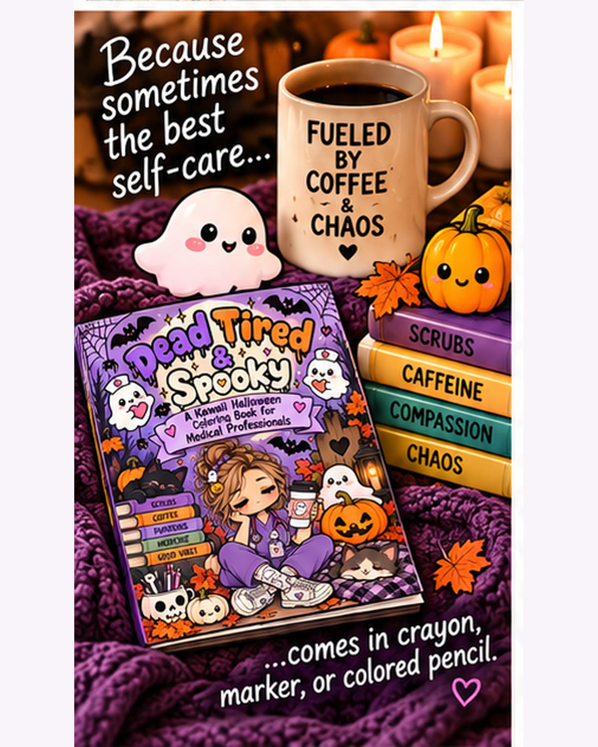 Dead Tired & Spooky: A Kawaii Halloween Coloring Book for Nurses