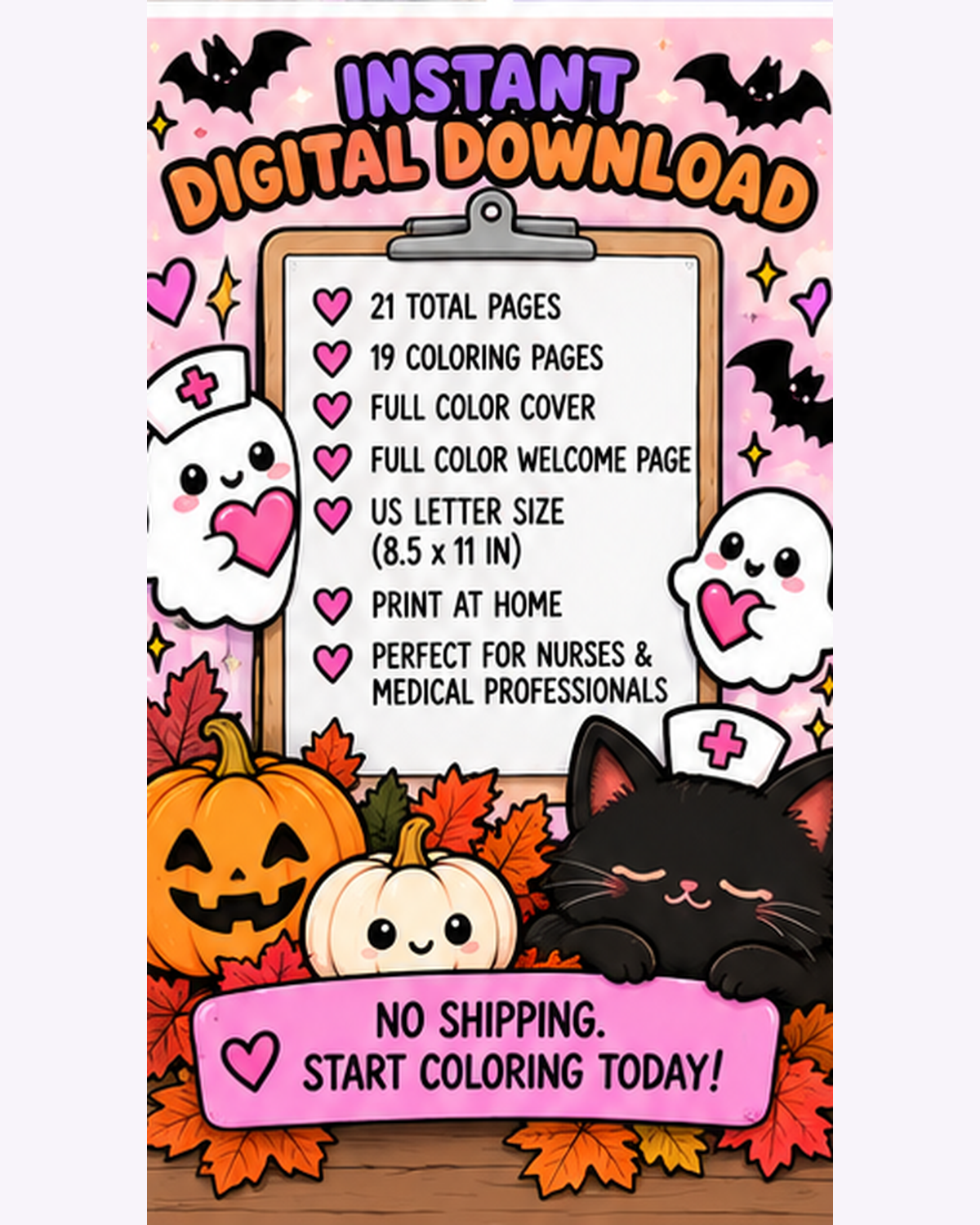 Dead Tired & Spooky: A Kawaii Halloween Coloring Book for Nurses