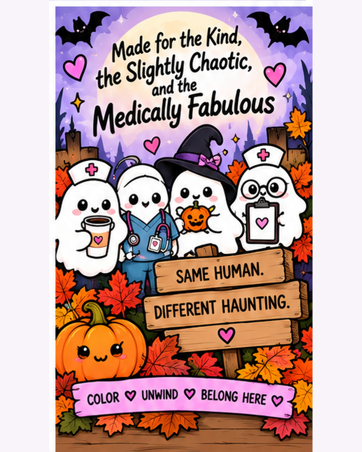 Dead Tired & Spooky: A Kawaii Halloween Coloring Book for Nurses
