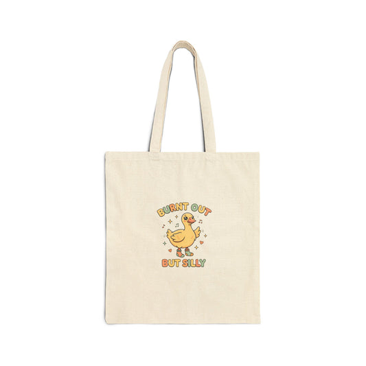 Burnt Out But Silly Tote Bag | Funny Nurse Tote | Cute Goose Bag | Burnout Humor Gift | Aesthetic Canvas Tote | Healthcare Worker Gift