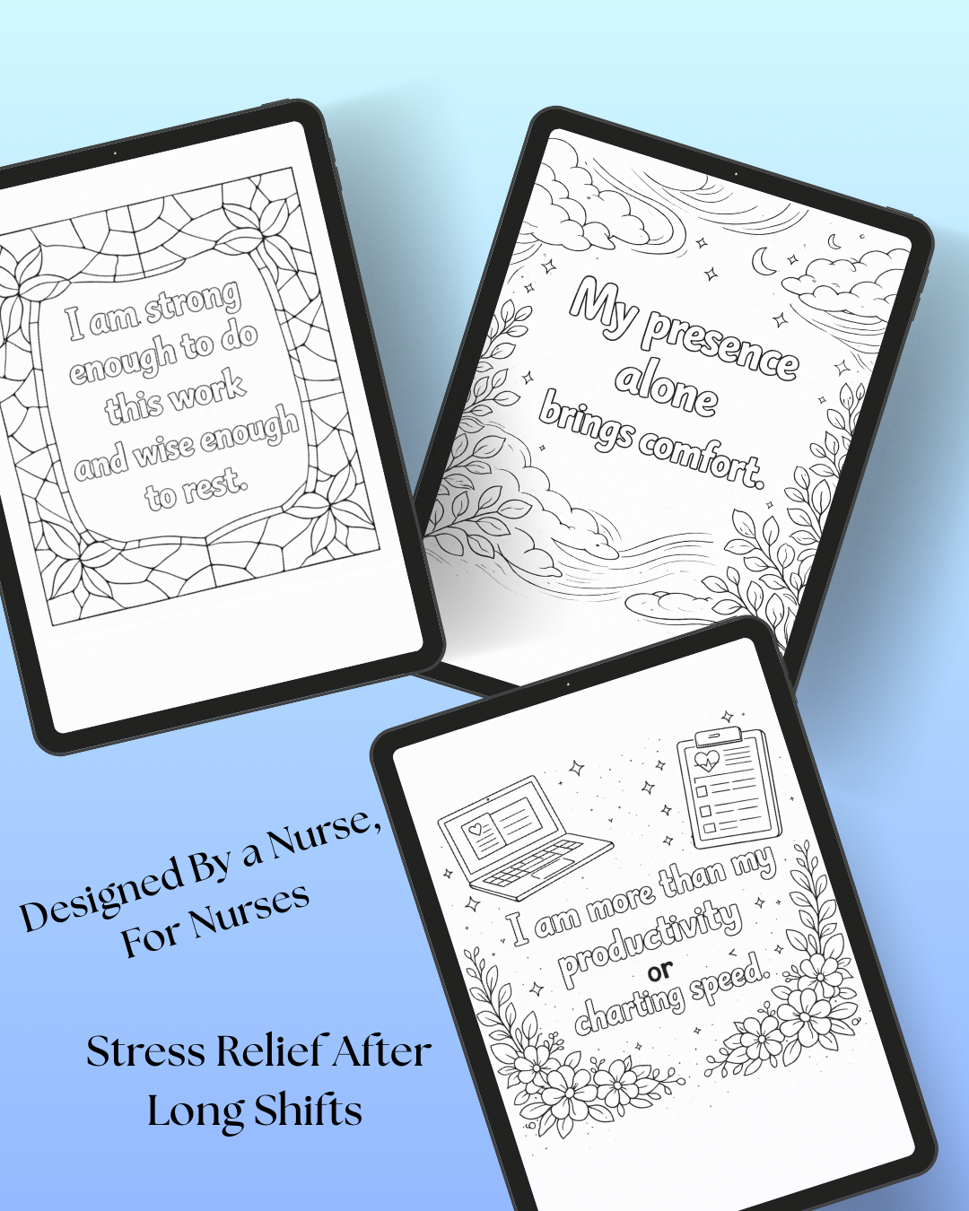 Nurse Self-Care Coloring Book | Affirmation Pages for Burnout Recovery (PDF Download)