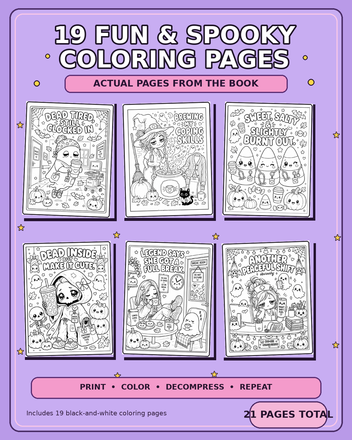Dead Tired & Spooky: A Kawaii Halloween Coloring Book for Nurses
